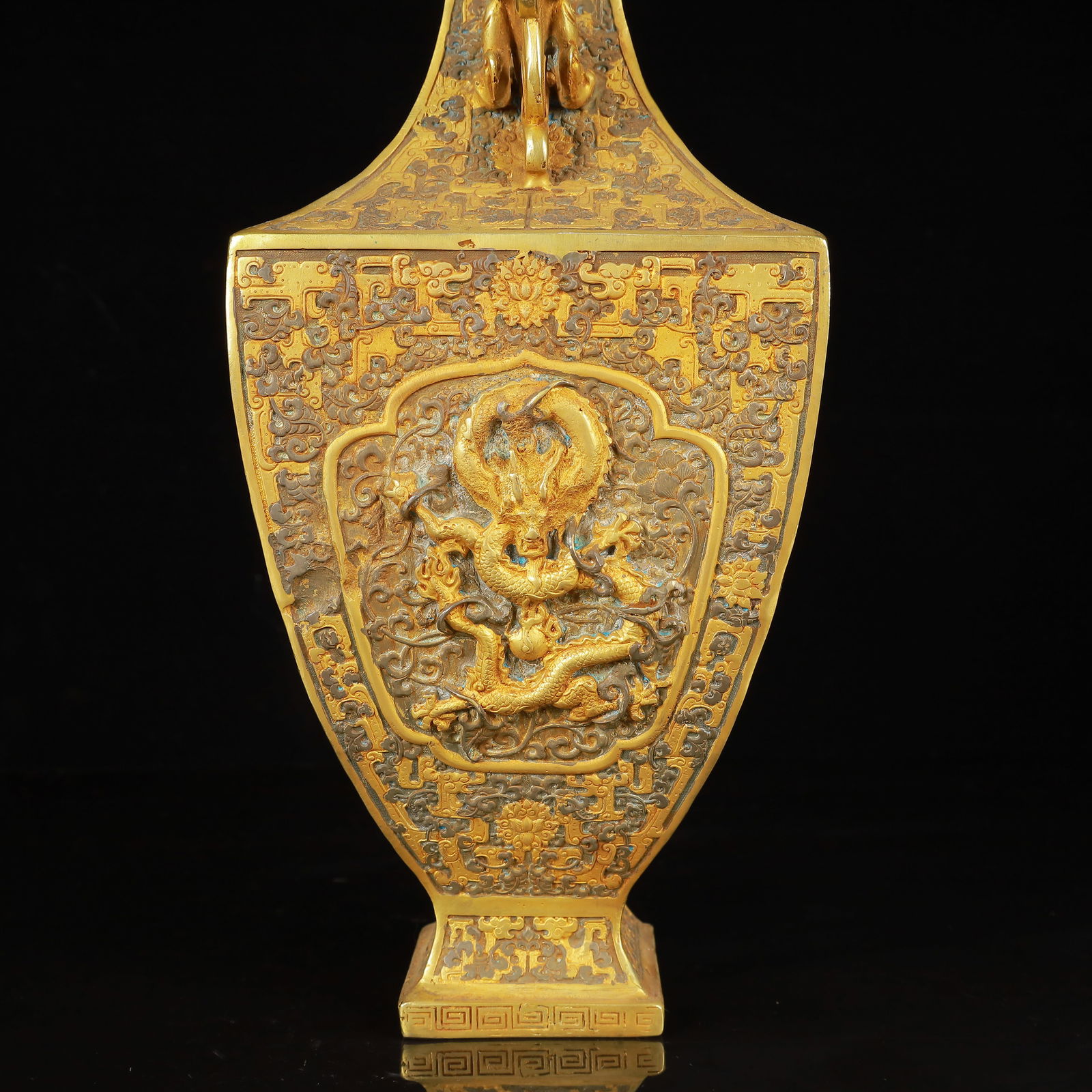 An Exquisite Gilt Silver Dragon Pattern Dragon-Ears Vase - 9