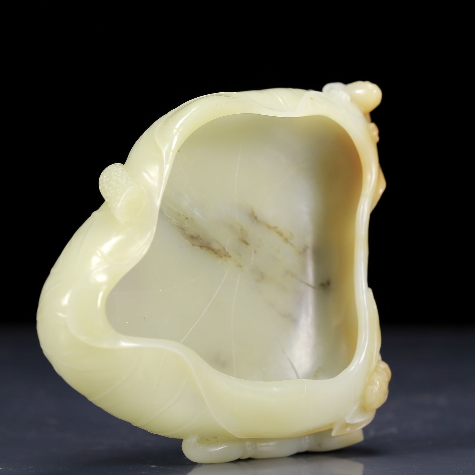 An Exquisite White Jade Lotus Root Pattern Brush Washer - 7