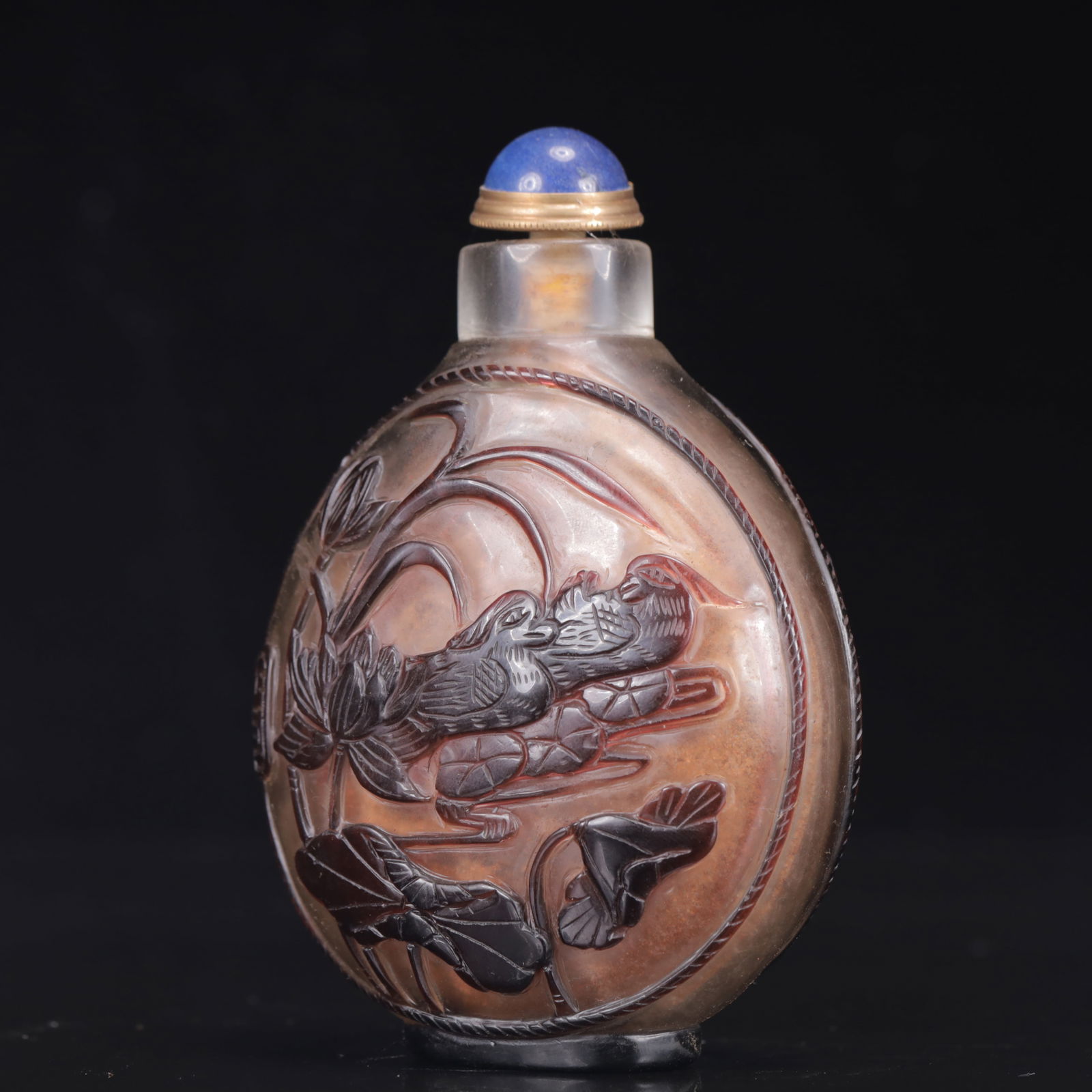 An Exquisite Glass Lotus Leaf Pattern Snuff Bottle - 2