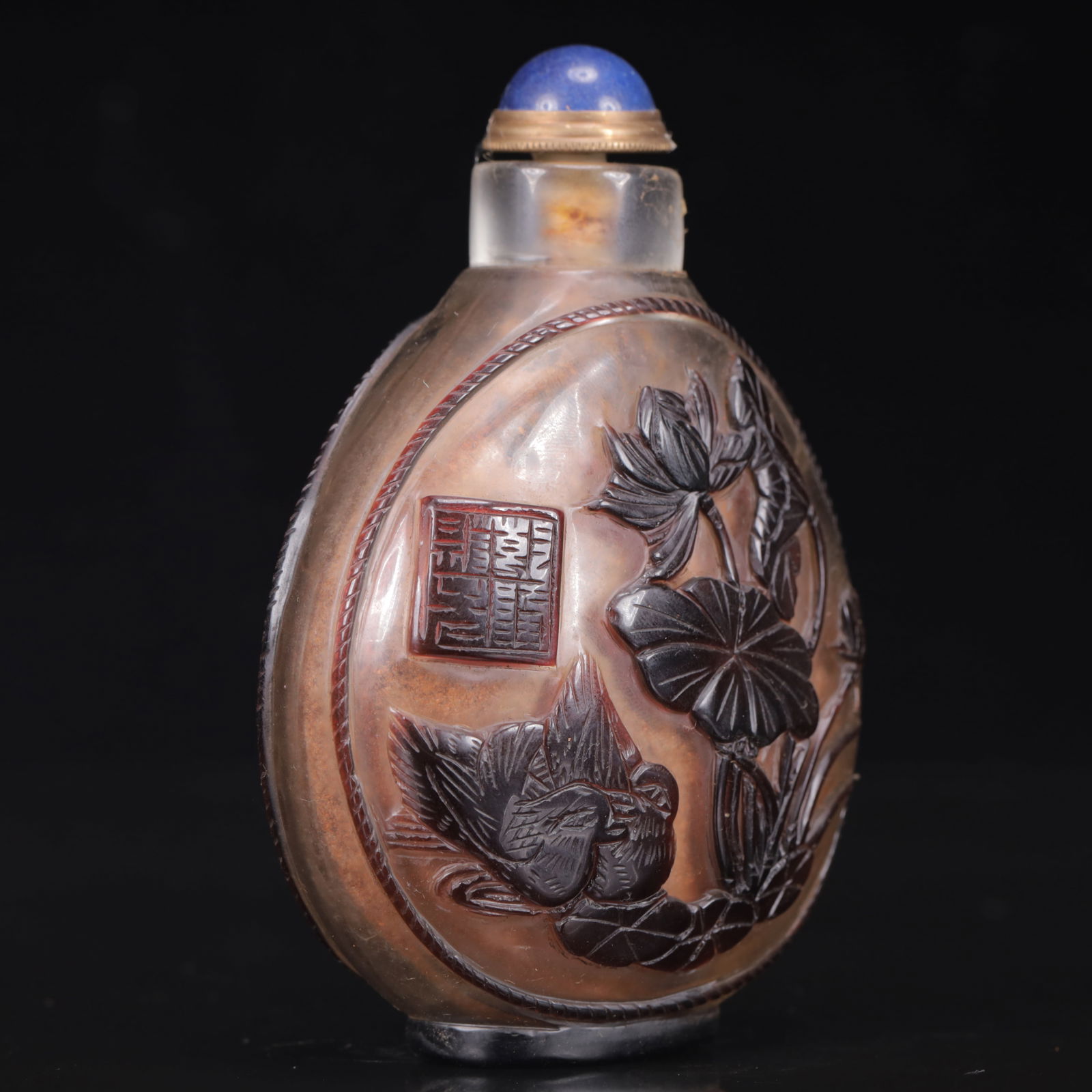 An Exquisite Glass Lotus Leaf Pattern Snuff Bottle - 4