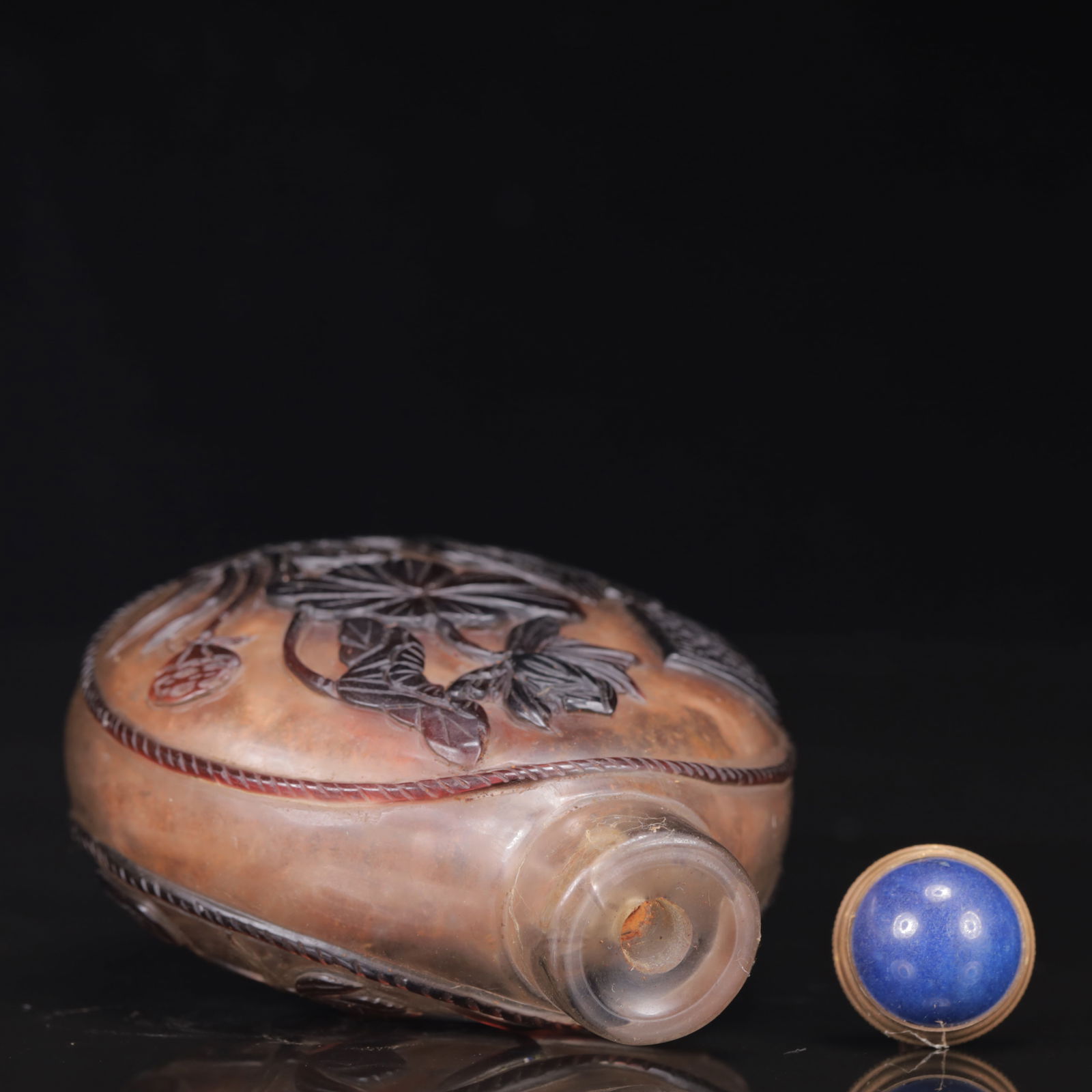 An Exquisite Glass Lotus Leaf Pattern Snuff Bottle - 7