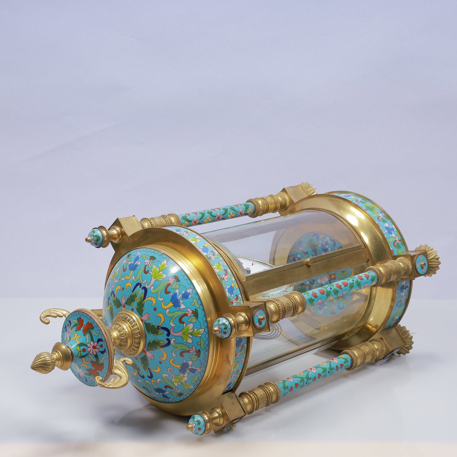 An Exquisite Cloisonne Flower Pattern Table Clock Ornament - 12