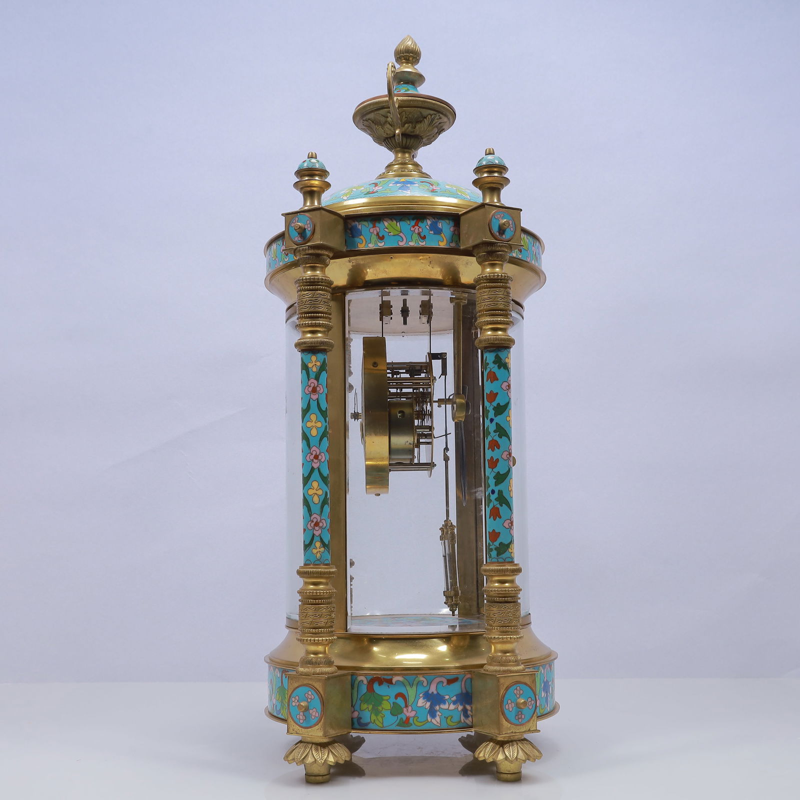An Exquisite Cloisonne Flower Pattern Table Clock Ornament - 7