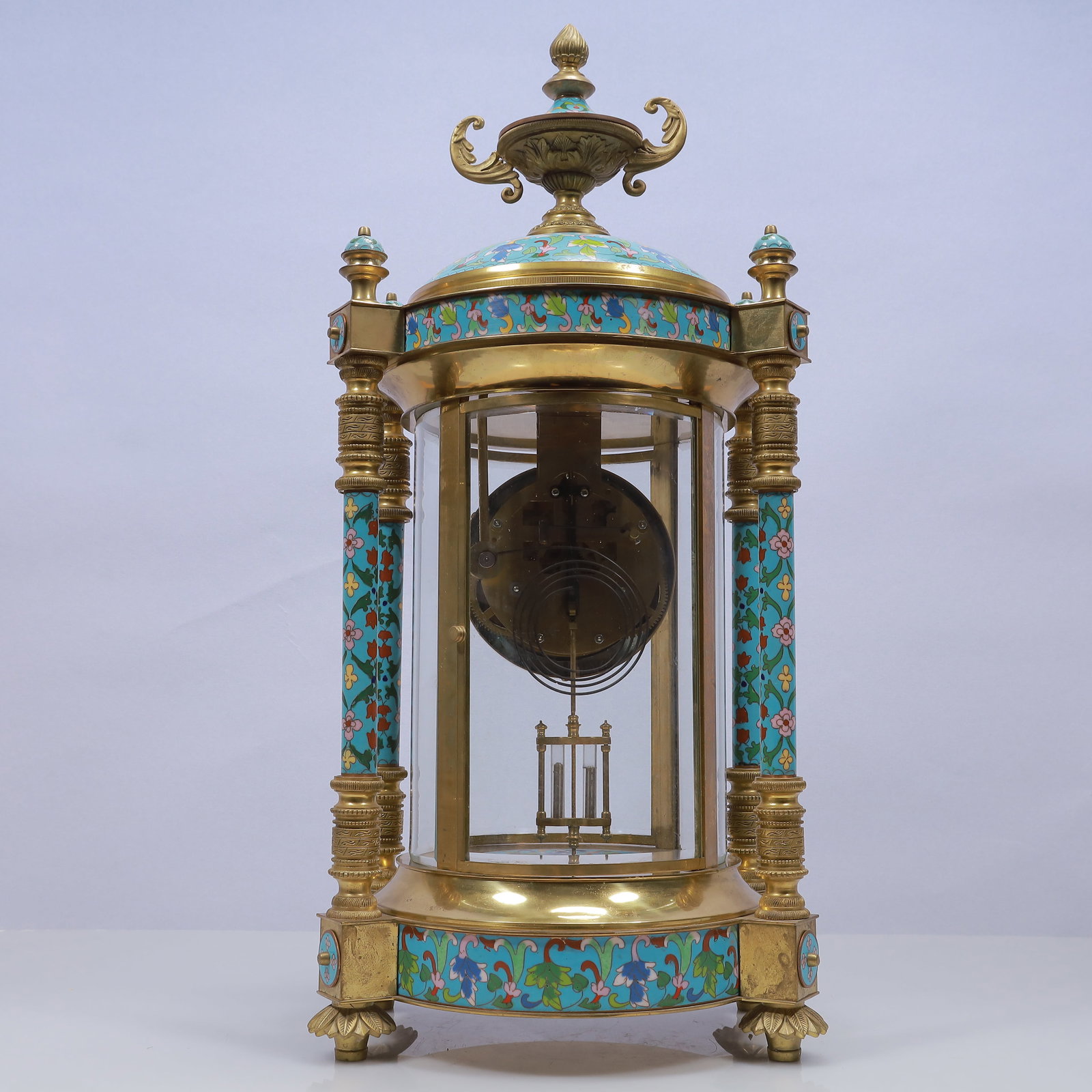 An Exquisite Cloisonne Flower Pattern Table Clock Ornament - 8