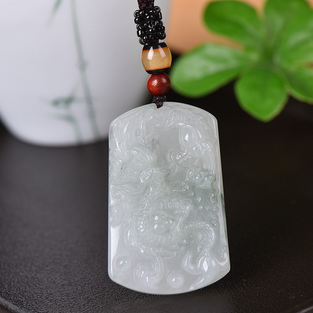 An Exquisite Jadeite Dragon Pattern Pendant - 3