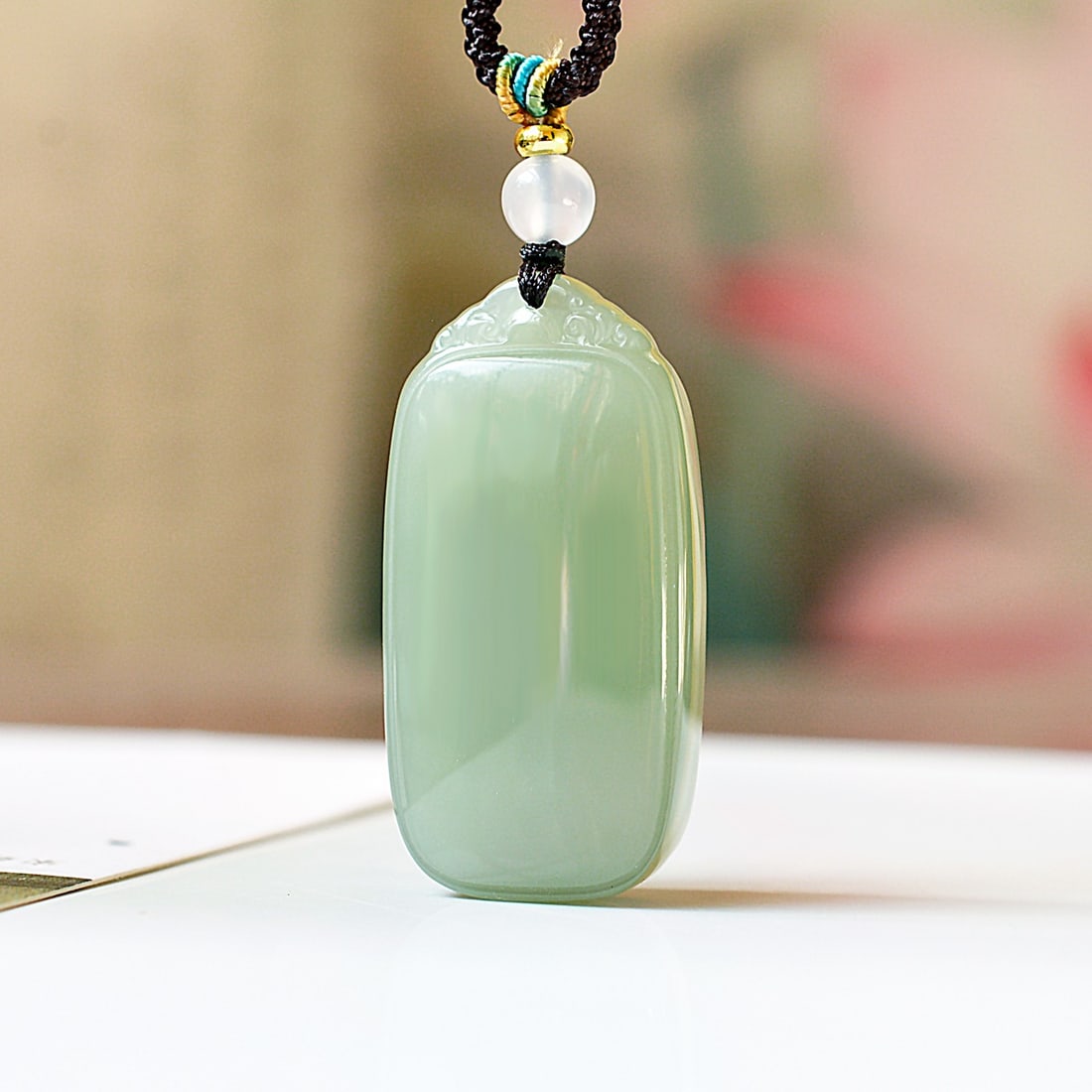 An Exquisite Greenish Jade Pendant: An Exquisite Greenish Jade Pendant,Size:0.8inx1.6in 青玉挂件