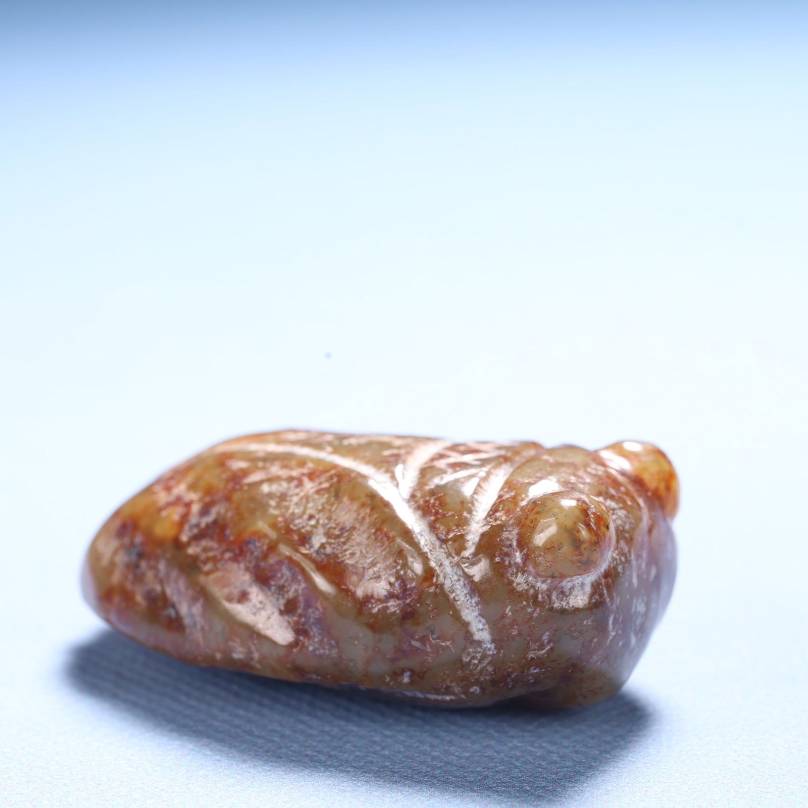 An Archaic Hongshan Culture Greenish Jade Cicada Ornament: An Archaic Hongshan Culture Greenish Jade Cicada Ornament,Ancient Time,China,Size:5.1cmx2.8cmx2cm,Weight:51.2g 红山文化青白玉蝉摆件,中