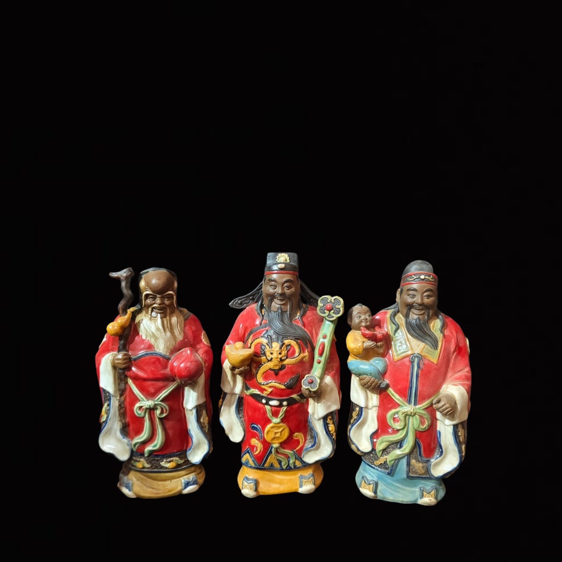 A Set of Fine Shiwan yao Figure Ornament: A Set of Fine Shiwan yao Figure Ornament,Qing Dynasty, China,Size:5.5inx3.1inx11in 一组石湾窑人物摆件,中国清代