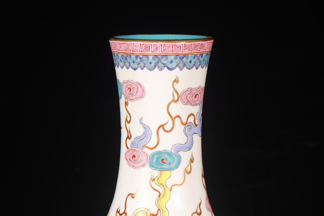 A Rare Enamel Auspicious Cloud and Dragon Pattern Vase - 9