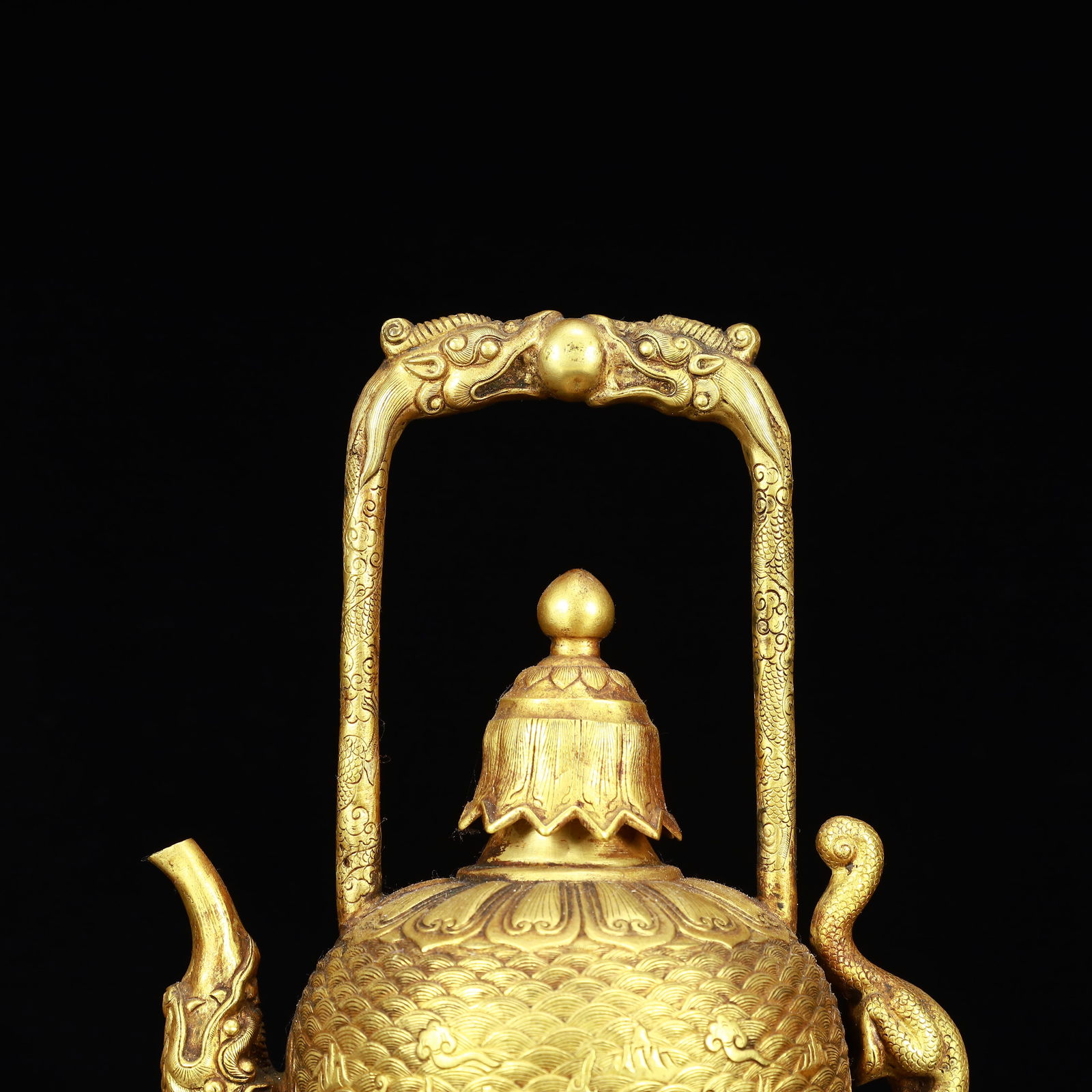 An Exquisite Gilt Bronze Dragon Pattern Ewer - 2