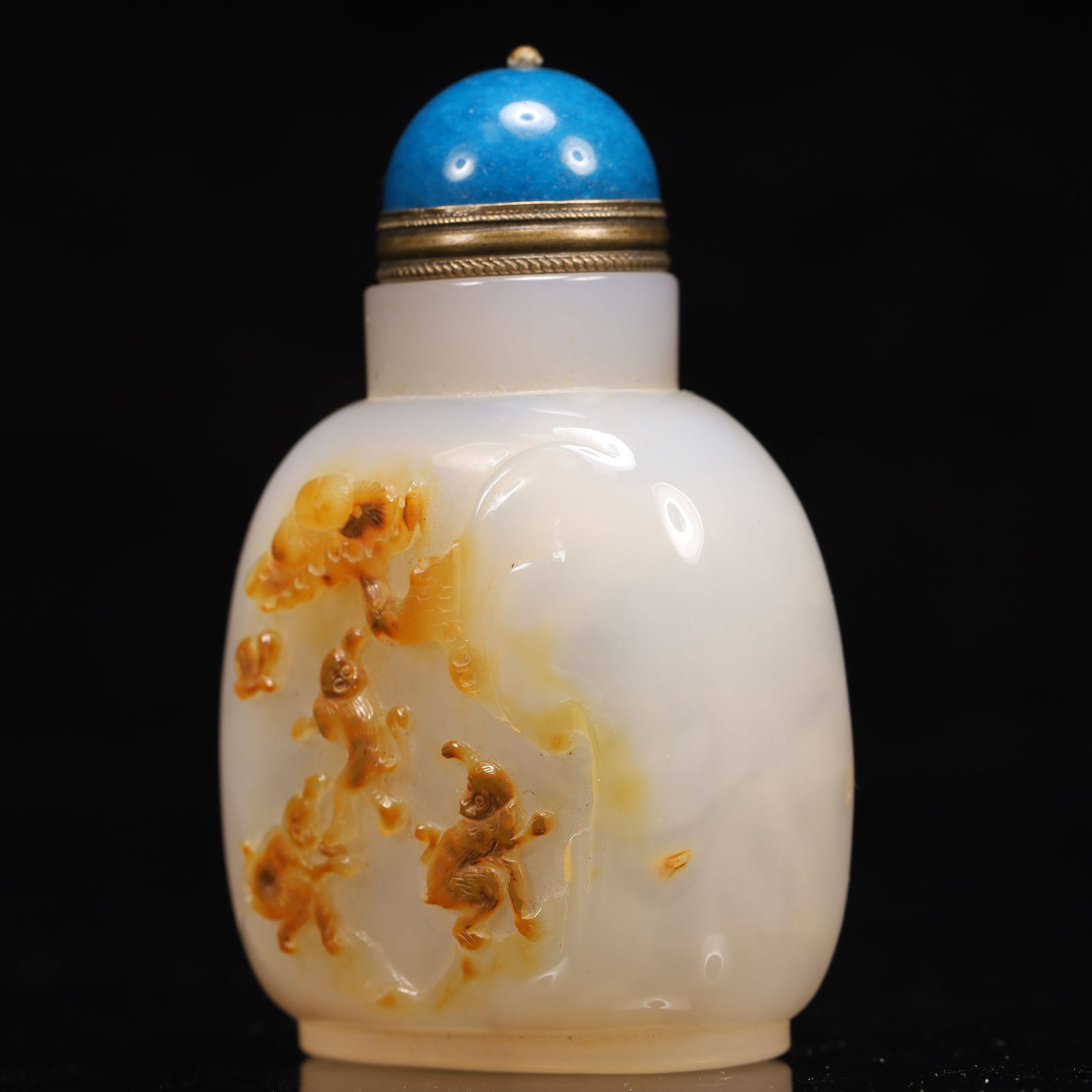 An Exquisite Agate Monkey Pattern Snuff Bottle - 2
