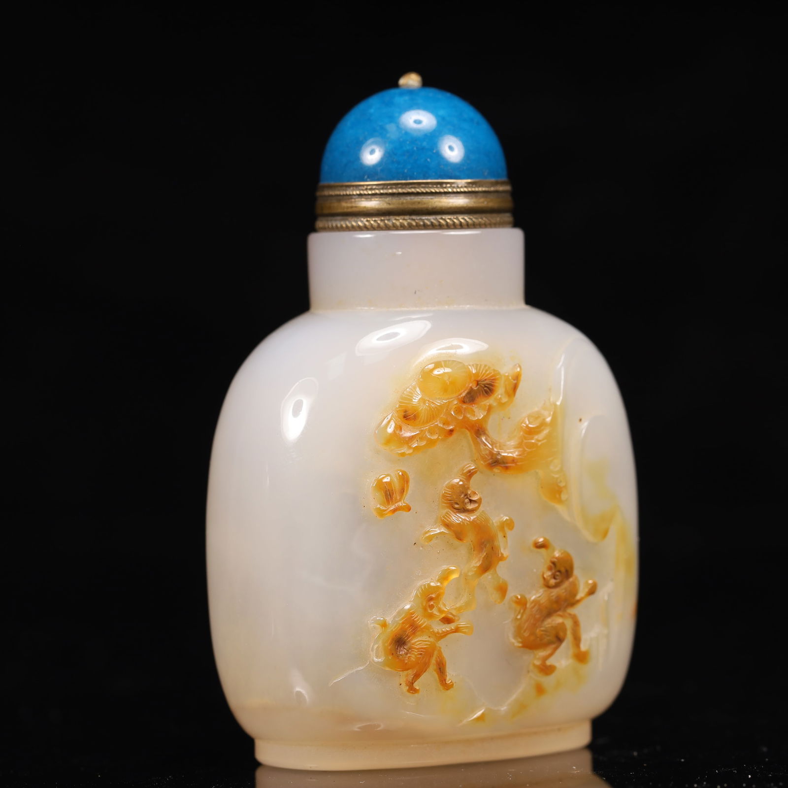 An Exquisite Agate Monkey Pattern Snuff Bottle - 3