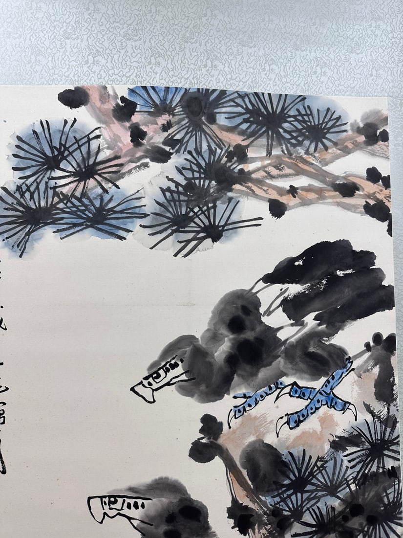 A Chinese Vertical Scroll Ink Painting of Pine and Eagle on Paper - 5