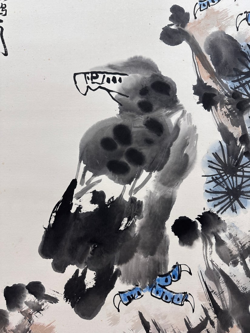 A Chinese Vertical Scroll Ink Painting of Pine and Eagle on Paper - 7