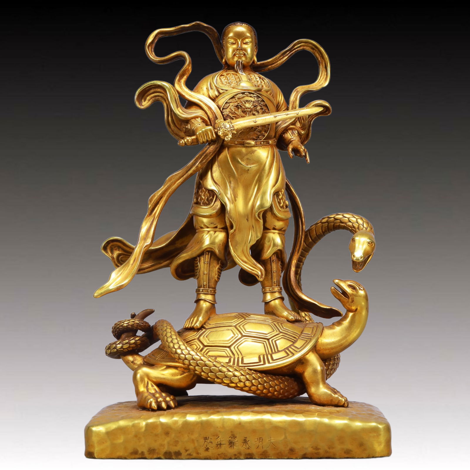 A Solemn Gilt Bronze Buddha Statue: A Solemn Gilt Bronze Buddha Statue,Ming Dynasty, China,Yongle Six-character Mark,Size:7.5inx5.1inx11.4in,Weight:4200g 