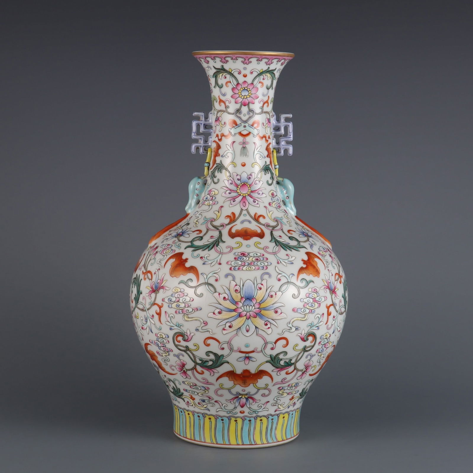 An Exquisite Famille-Rose Lotus Pattern Double-Ears Vase (1 of 9)