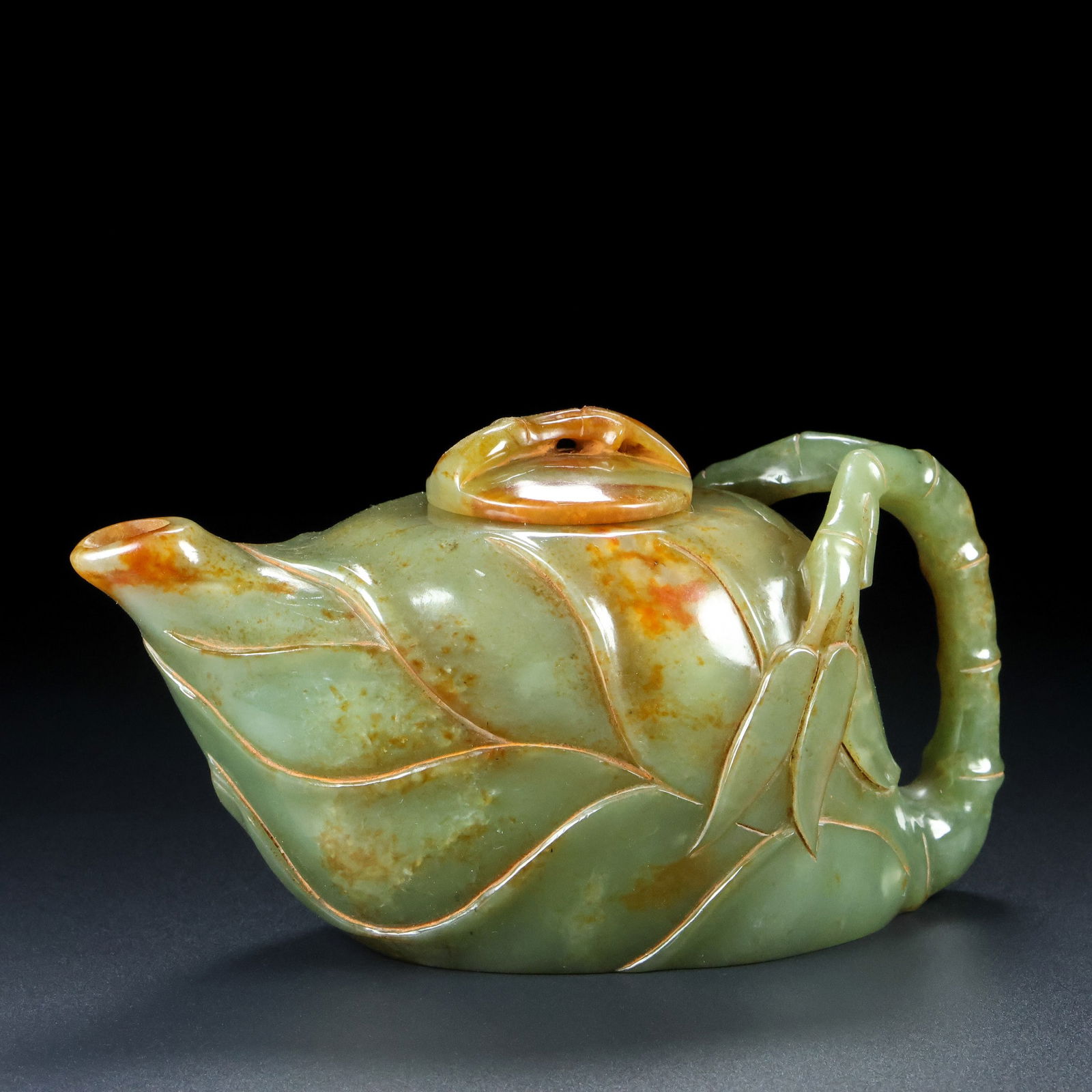 An Exquisite Jasper Bamboo Pattern Teapot - 5