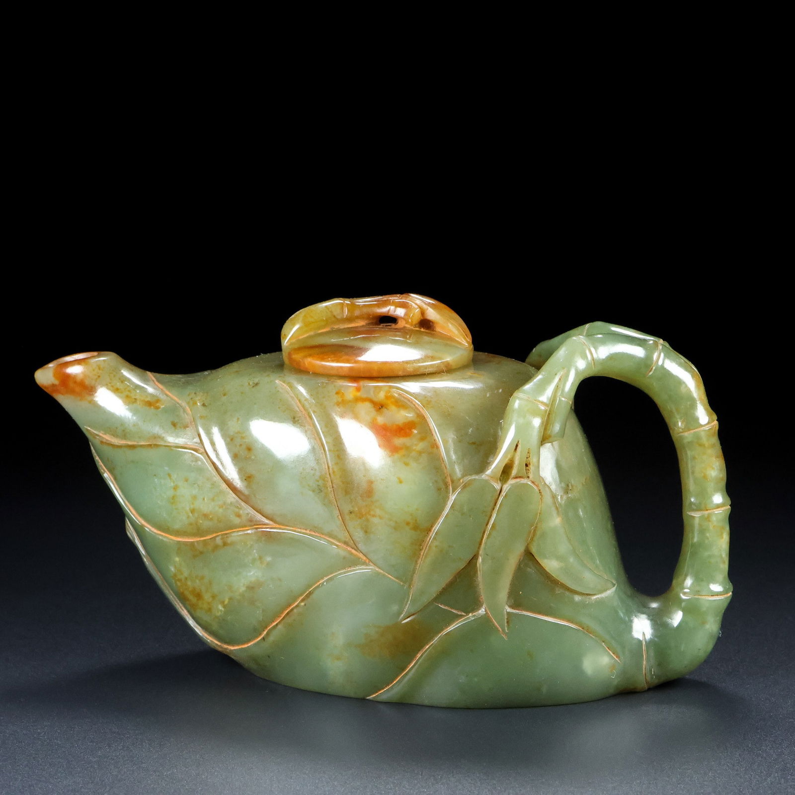 An Exquisite Jasper Bamboo Pattern Teapot - 6