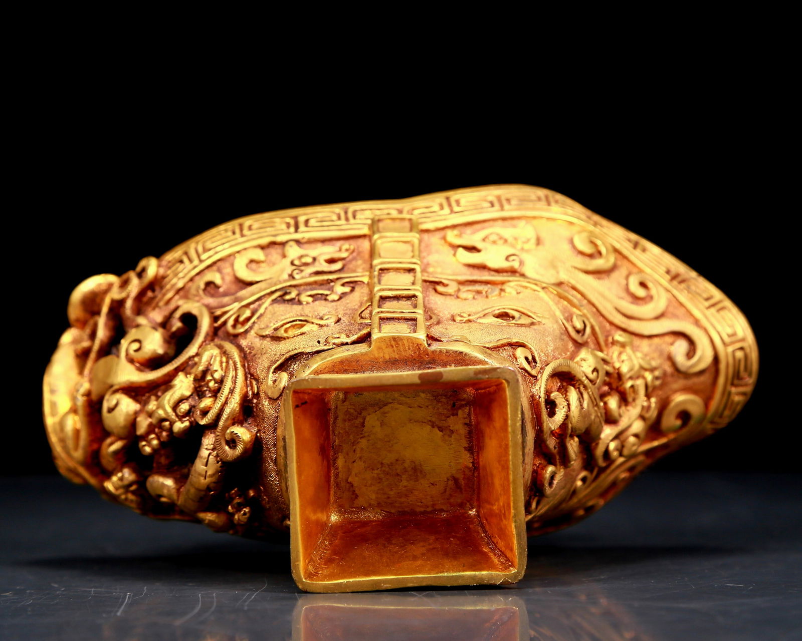 An exquisite gilt bronze cup with dragon pattern - 8