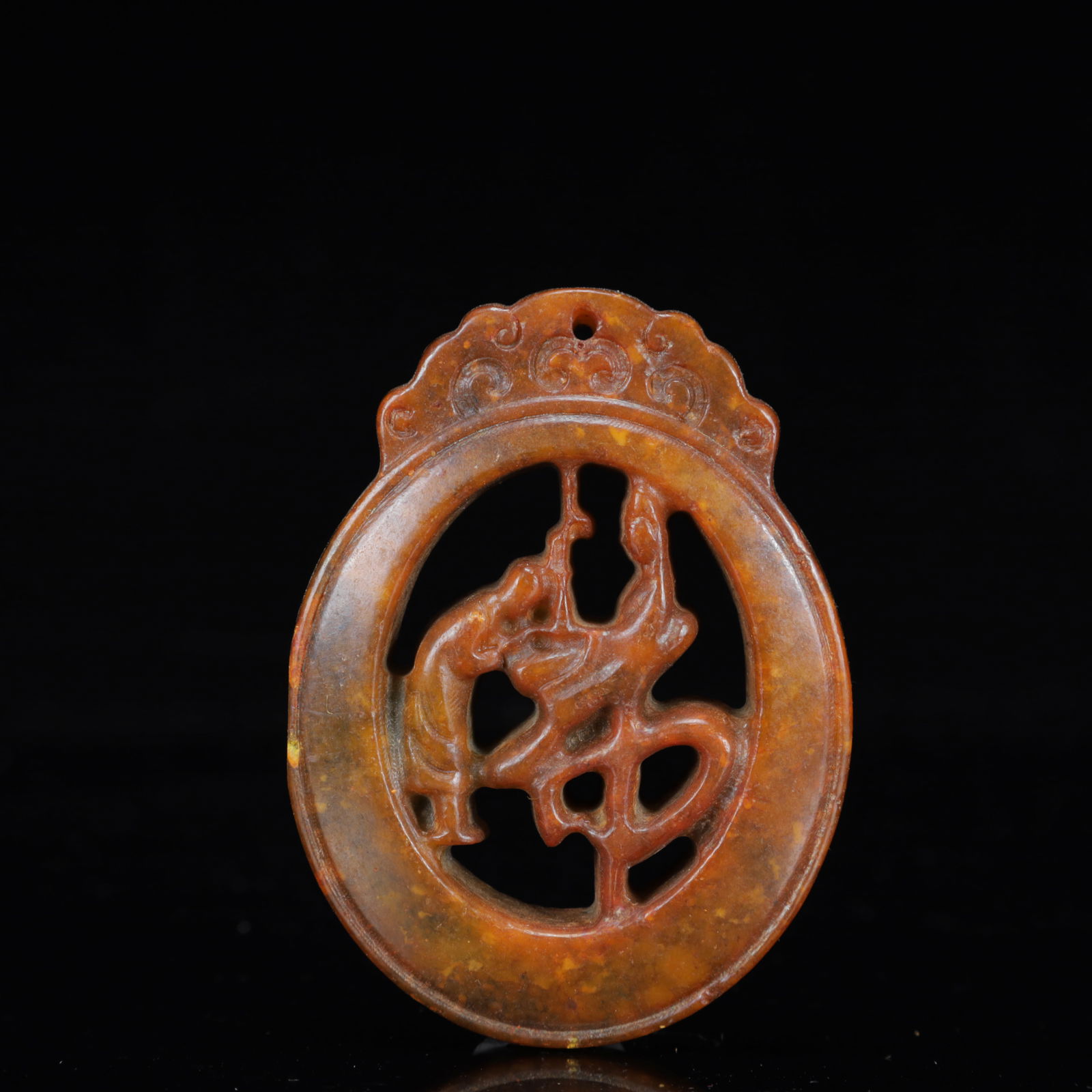 A Rare Gaogu yu Figure Pendant: A Rare Gaogu yu Figure Pendant,Ancient Time,China,Size:2.4inx0.4inx3.1in,Weight:77g 高古玉人物挂件,中国远古时期