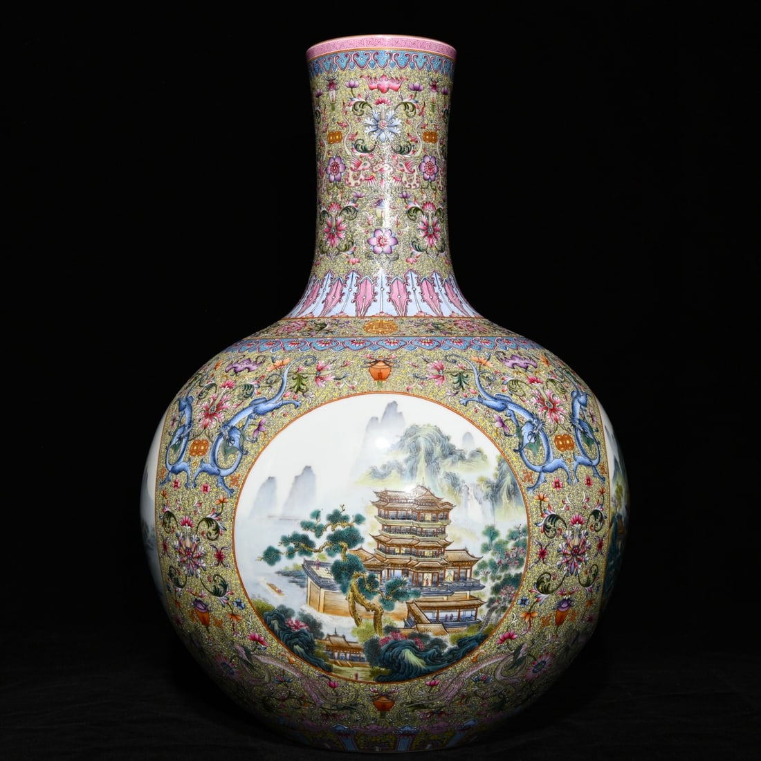 A Huge Enamel Landscape Pattern Vase - 4