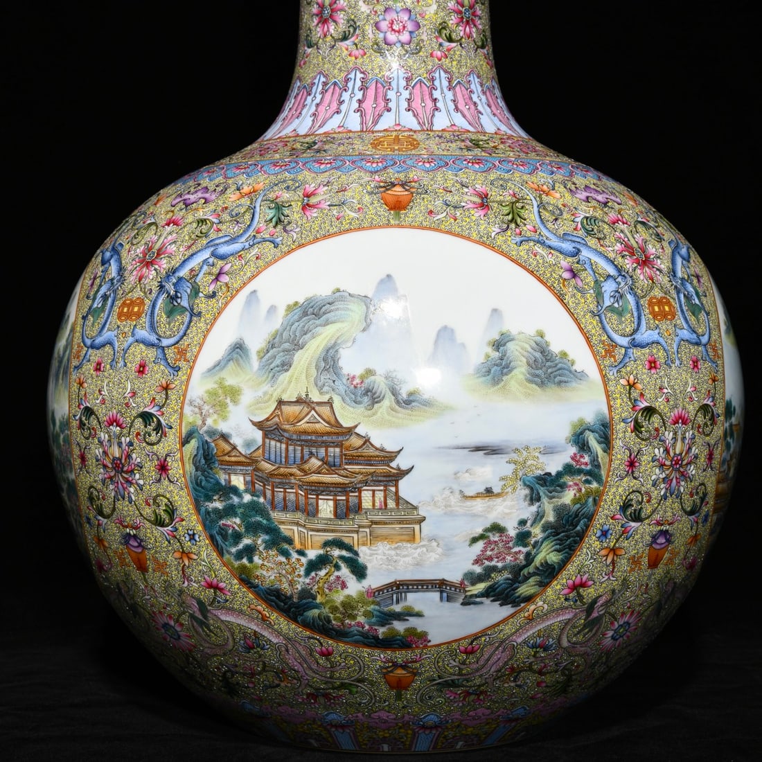 A Huge Enamel Landscape Pattern Vase - 7