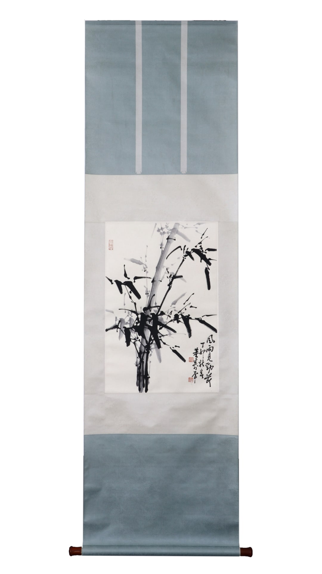 A Chinese Vertical Scroll Ink Painting of Bamboo on Paper (1 of 9)