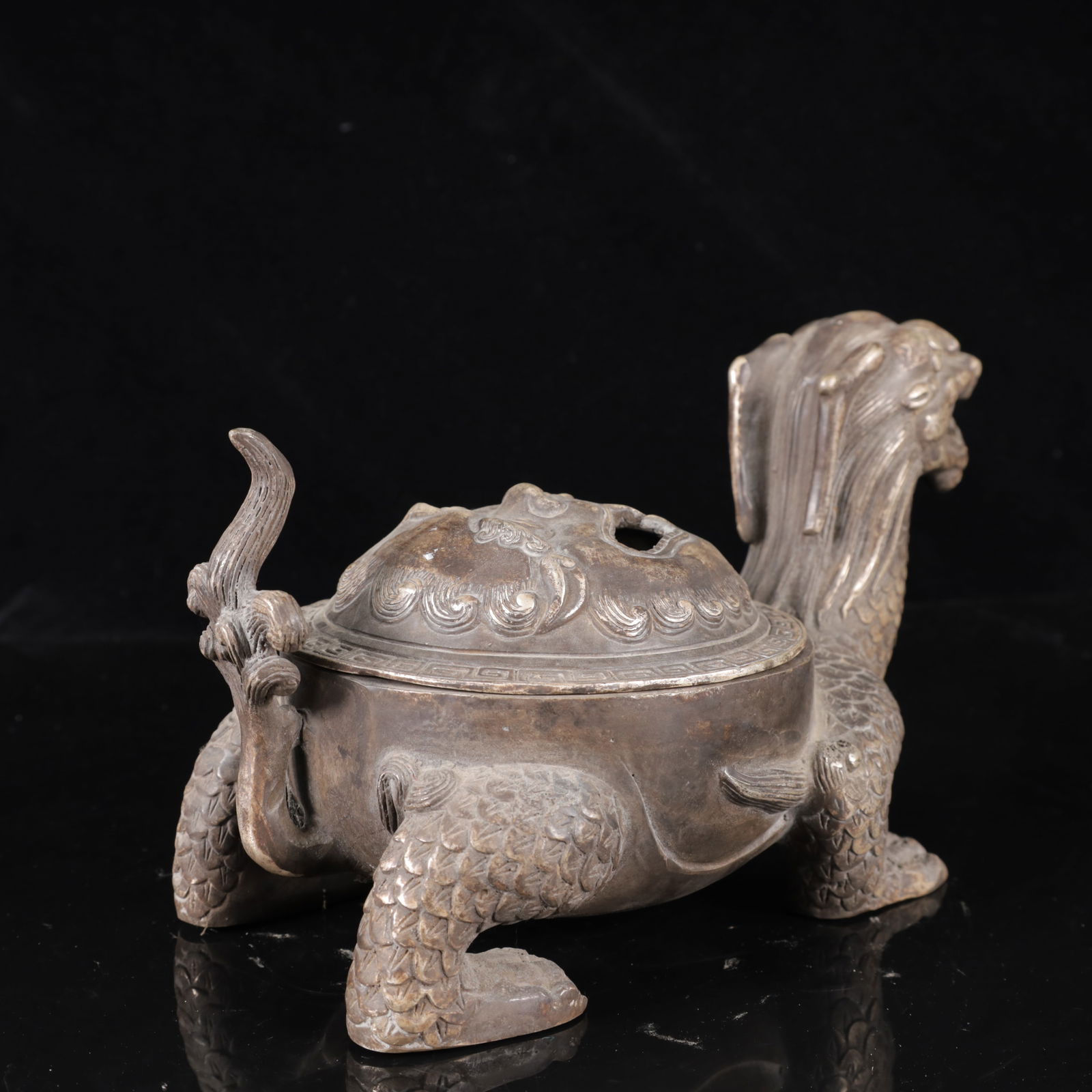 An Exquisite Silver-plated Dragon Pattern Censer - 10