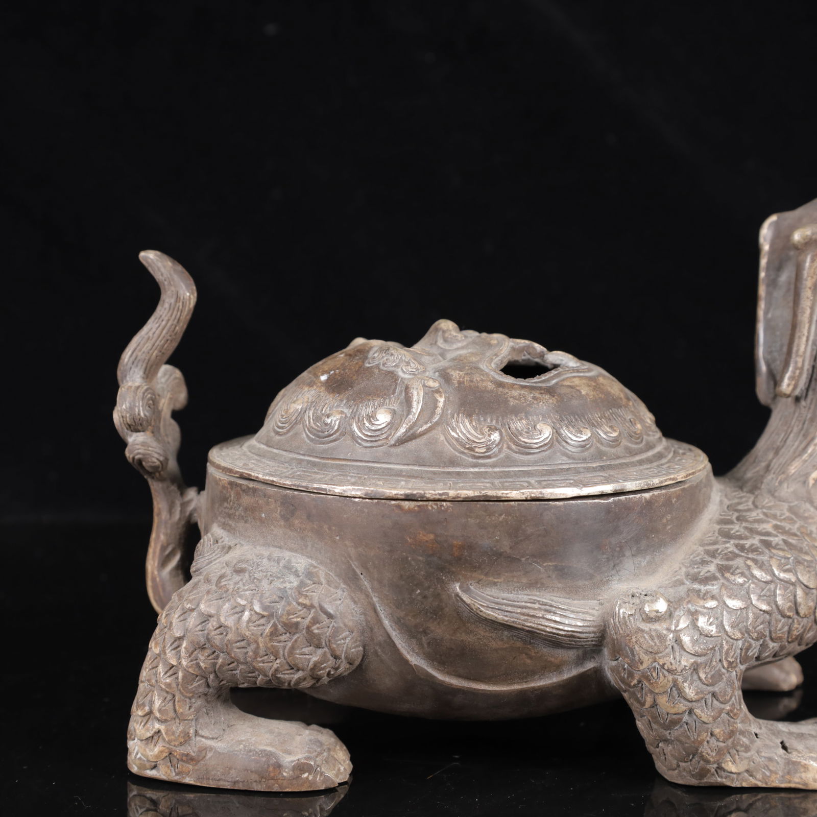 An Exquisite Silver-plated Dragon Pattern Censer - 4