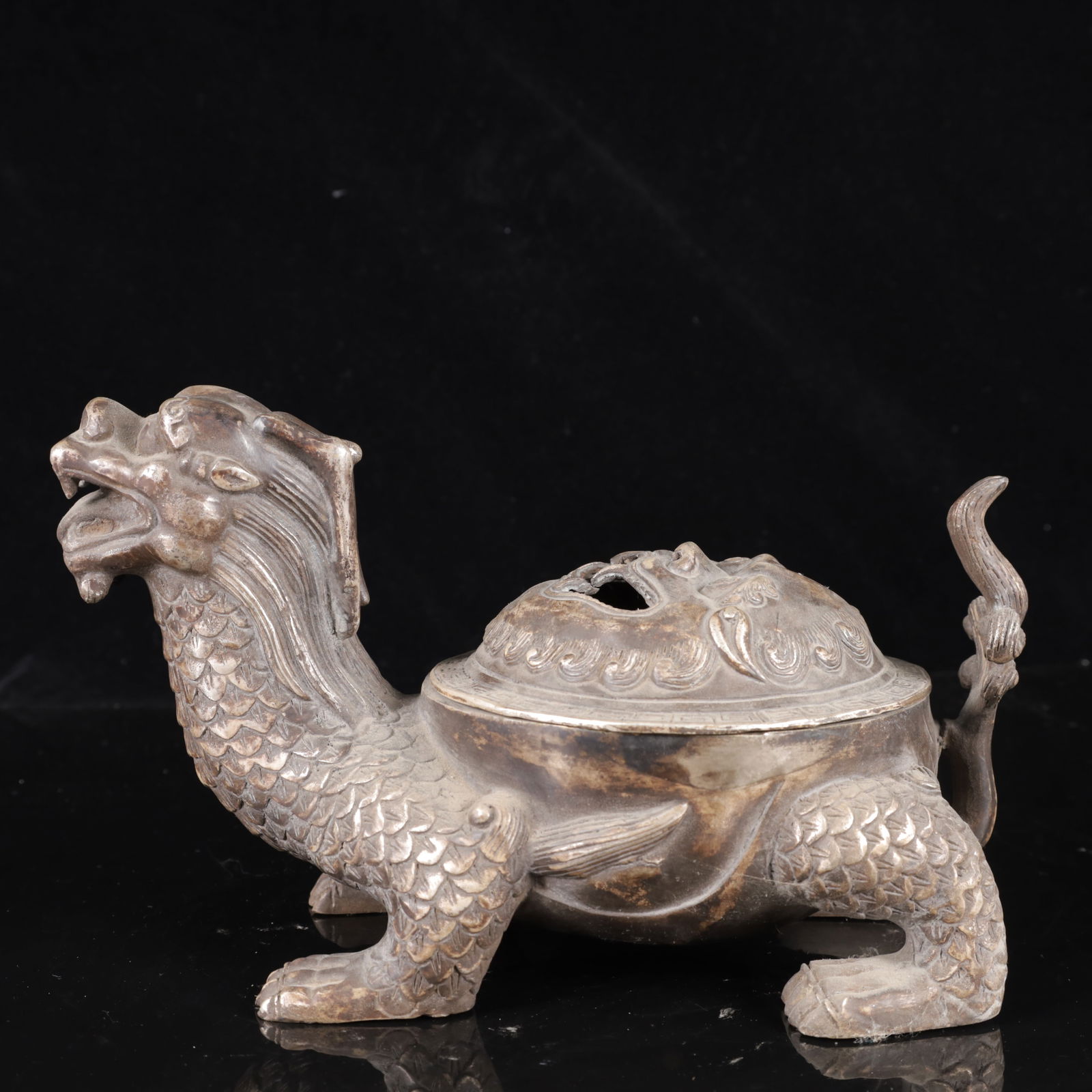 An Exquisite Silver-plated Dragon Pattern Censer - 8
