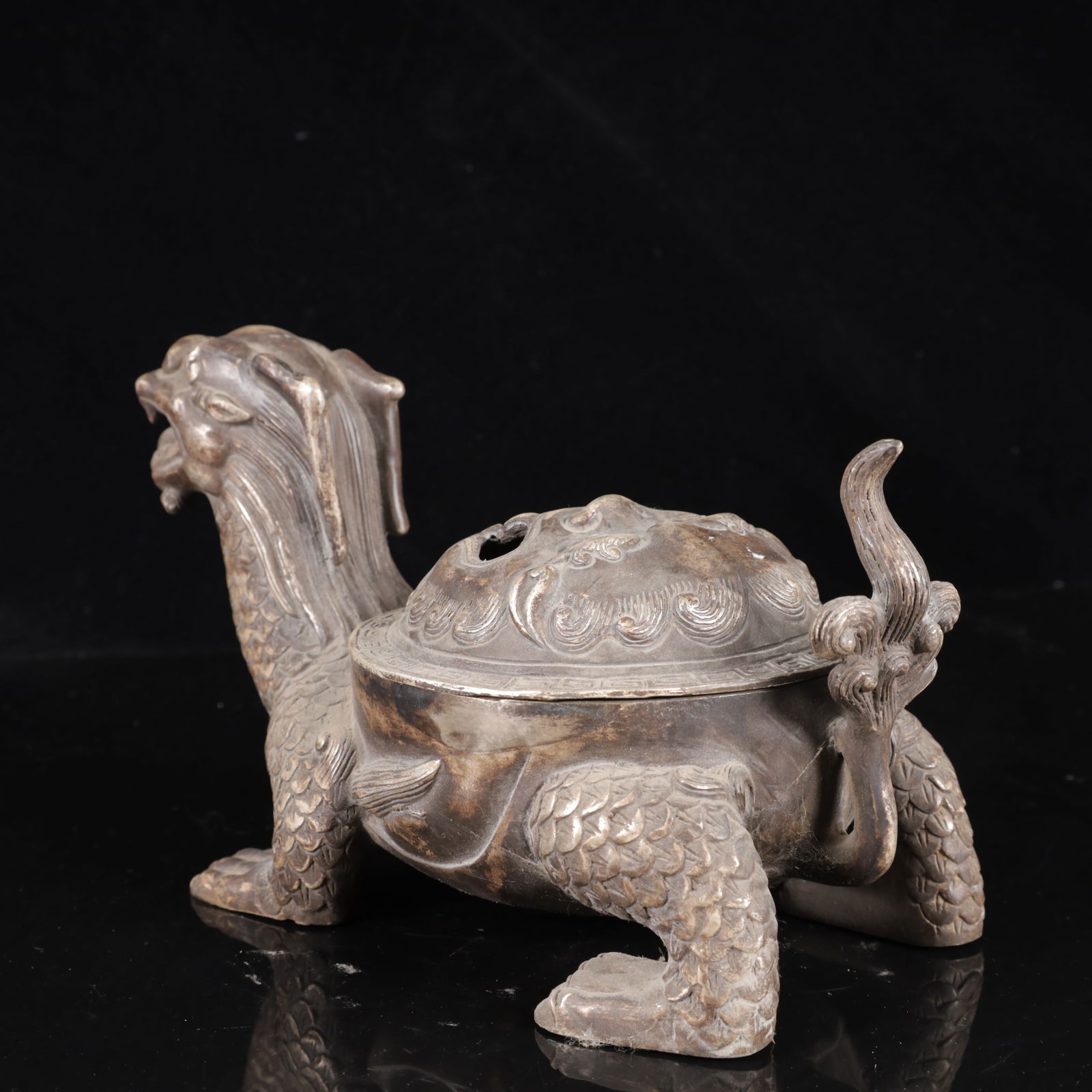 An Exquisite Silver-plated Dragon Pattern Censer - 9