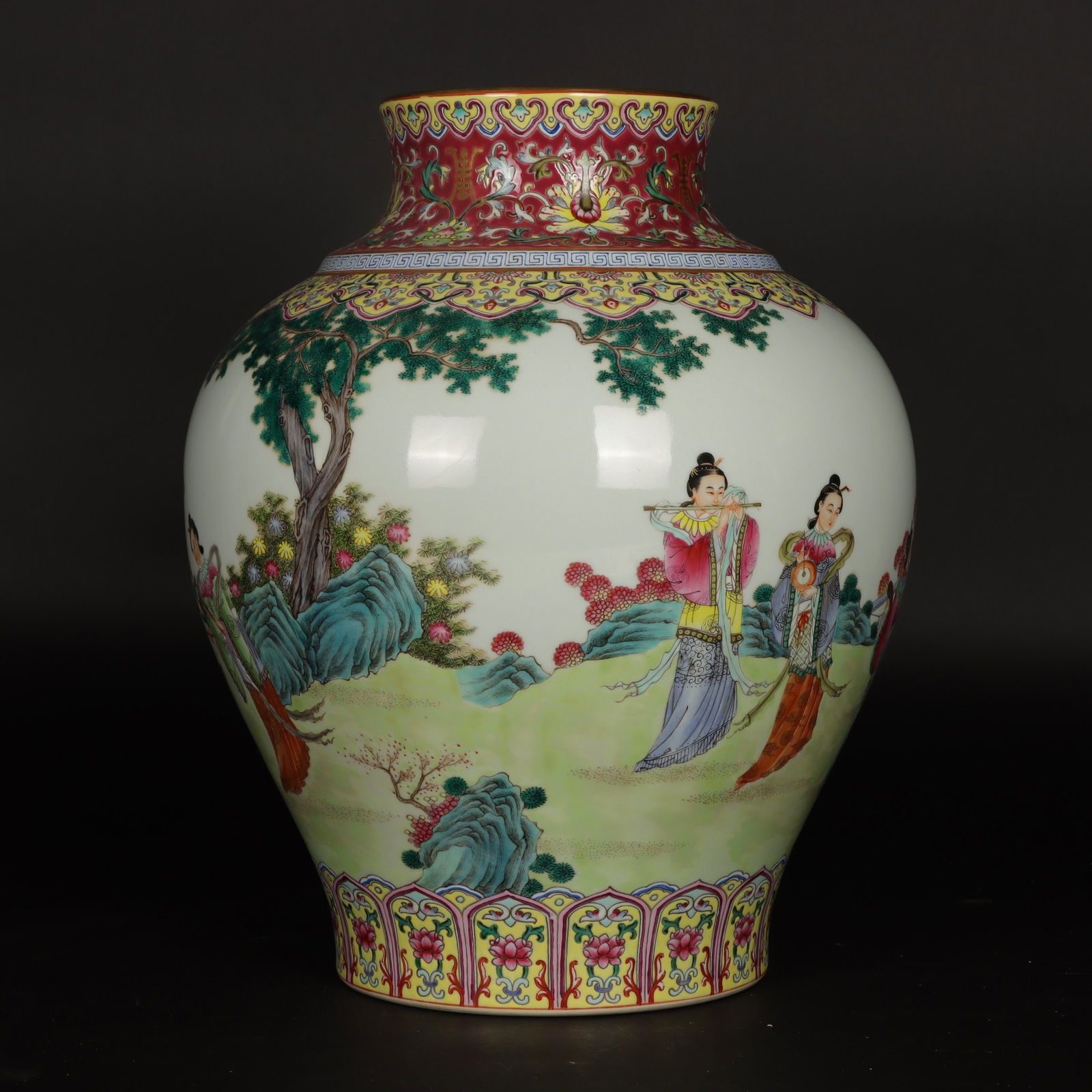 A Rare Ruby Red Glazed Figure and Story Pattern Jar - 5