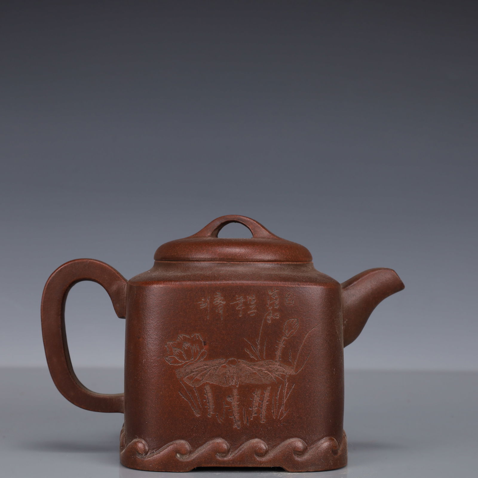 An Exquisite Purple Sands Lotus Pattern Teapot, With poem (1 of 11)