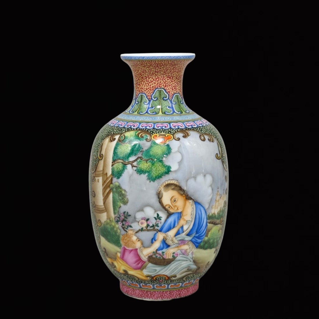 An Exquisite Enamel Character and Story Pattern Vase (1 of 6)