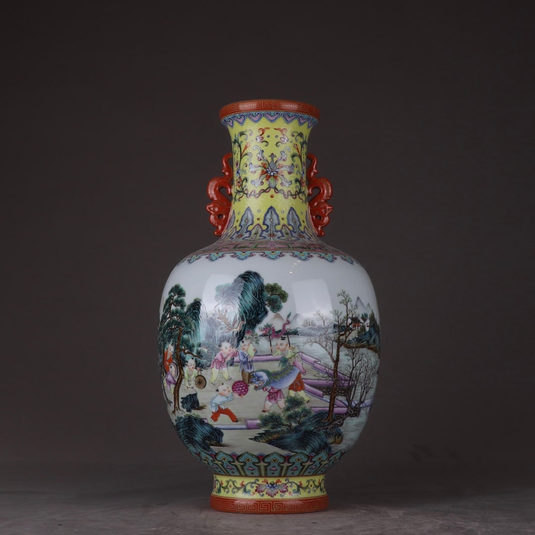 An Exquisite Famille-Rose Character and Story Pattern Double-Ears Vase (1 of 9)