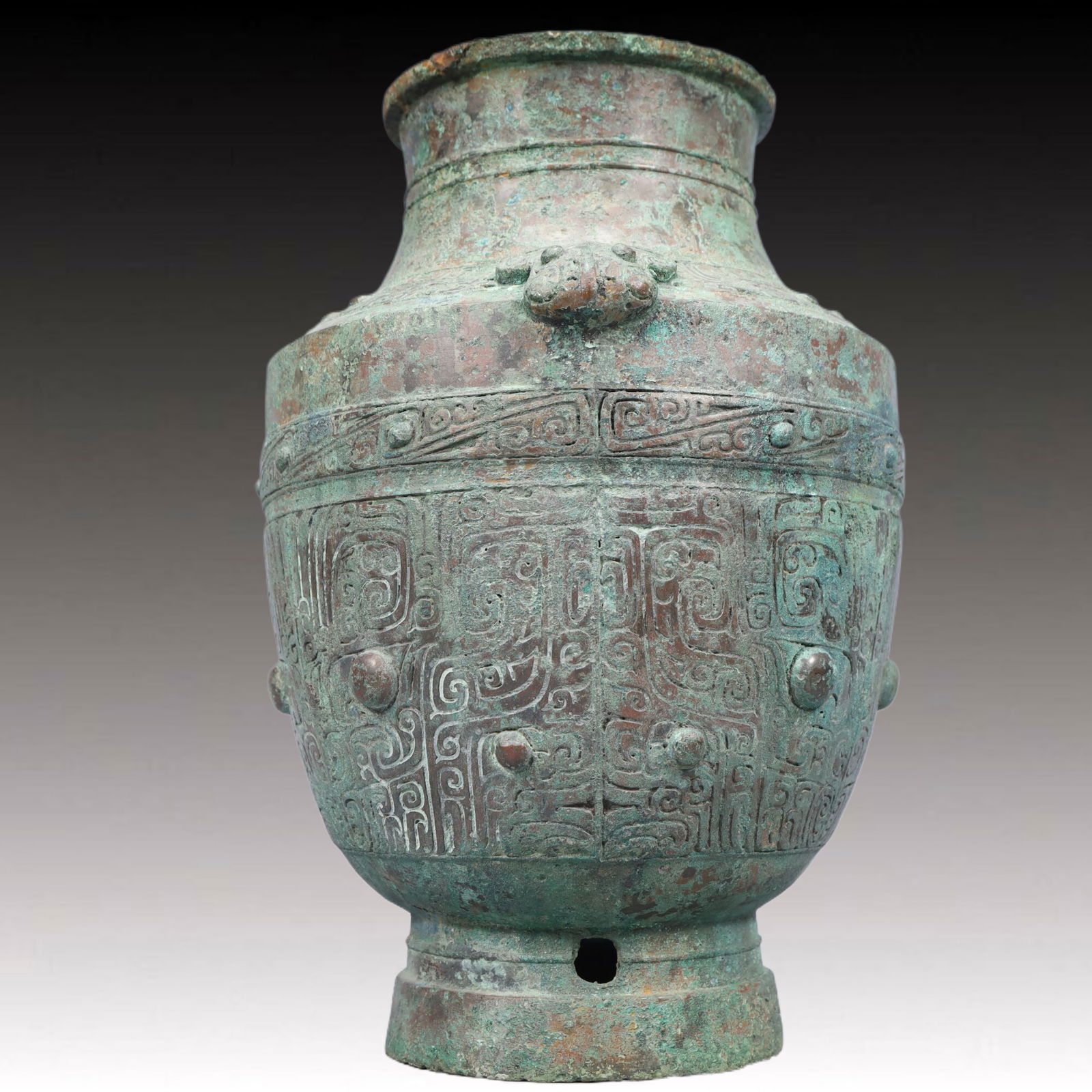 A Rare Bronze Beast-Face Pattern Vase - 4