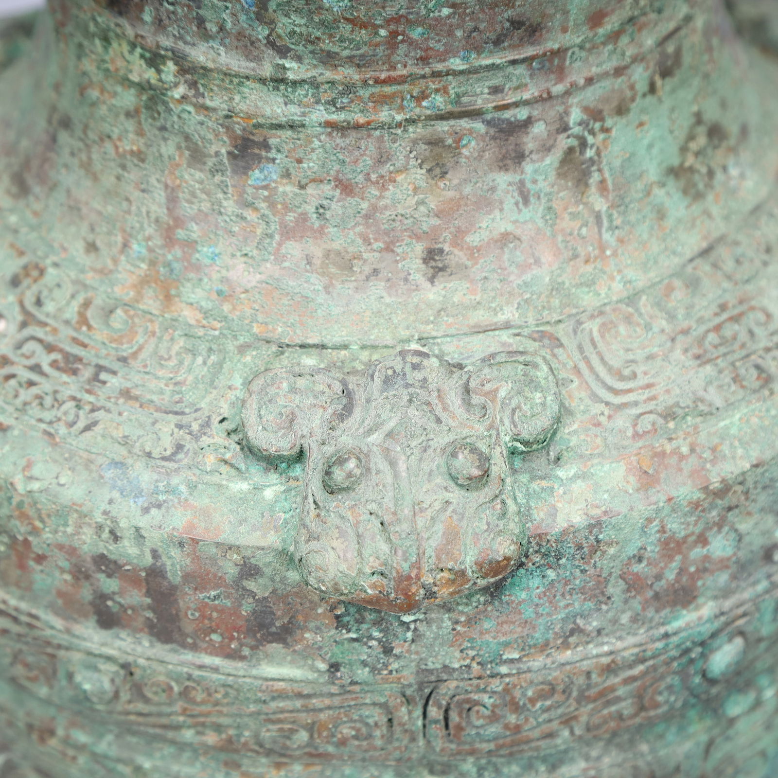 A Rare Bronze Beast-Face Pattern Vase - 5