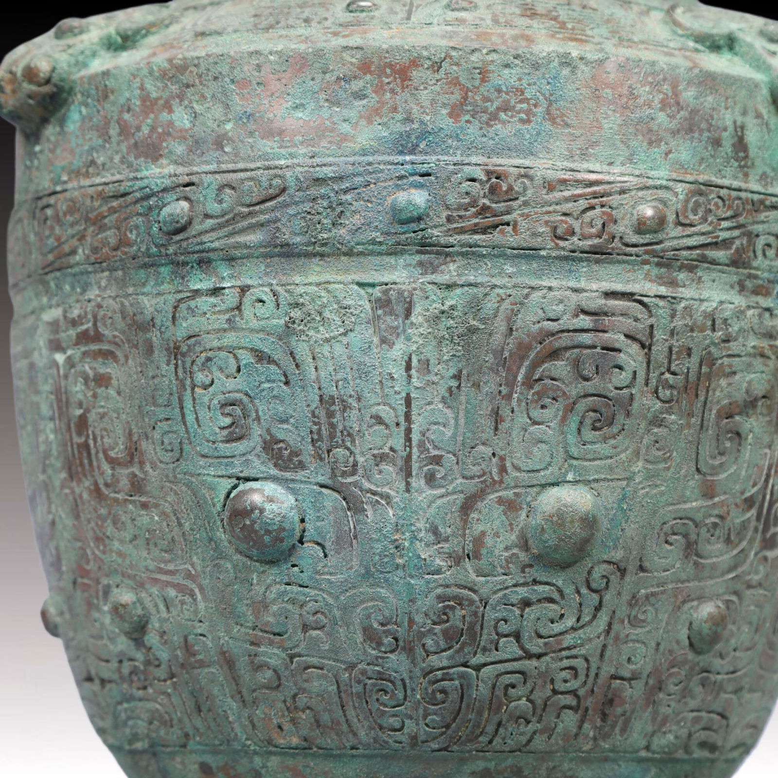 A Rare Bronze Beast-Face Pattern Vase - 7