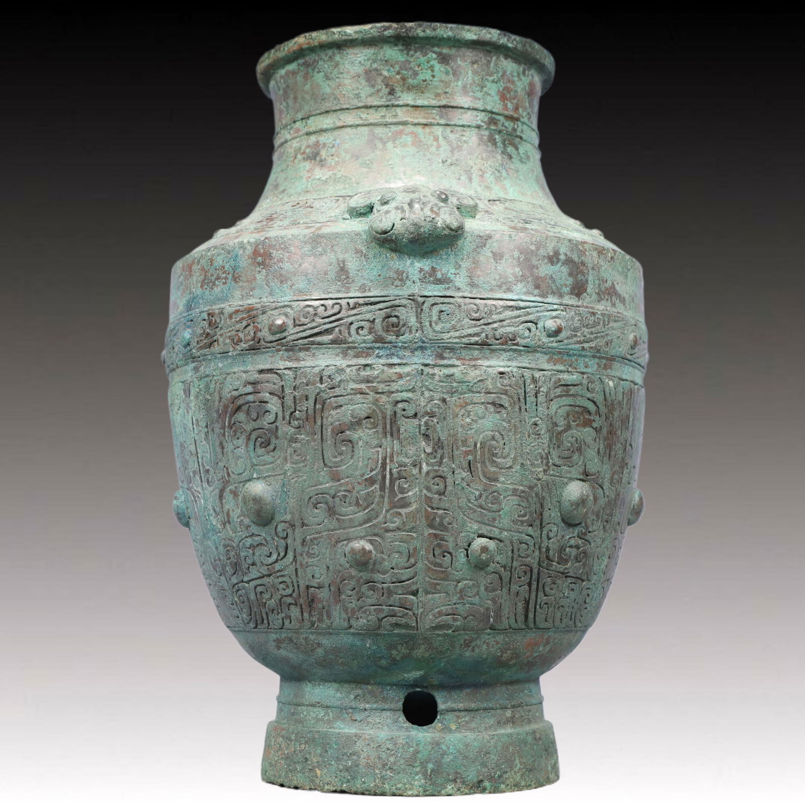 A Rare Bronze Beast-Face Pattern Vase - 8