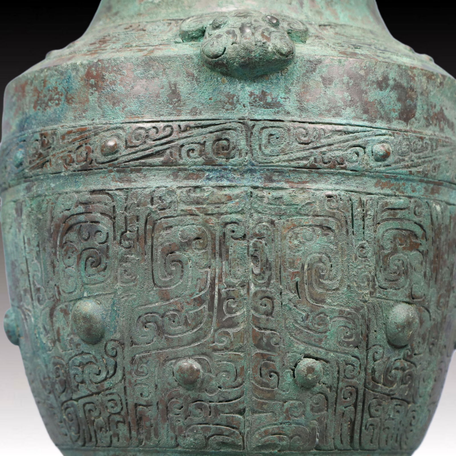 A Rare Bronze Beast-Face Pattern Vase - 9