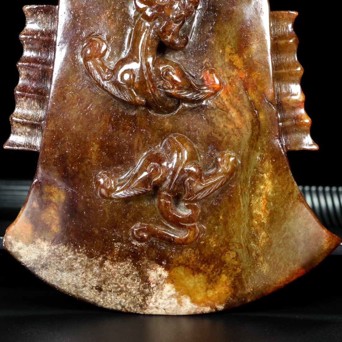 An Exquisite Archaic Jade Beast Pattern Axe - 2