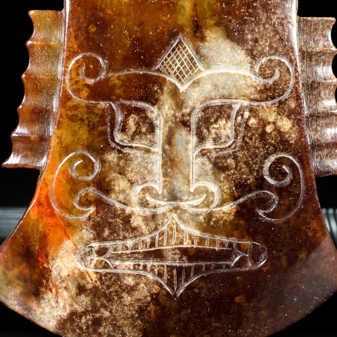 An Exquisite Archaic Jade Beast Pattern Axe - 8