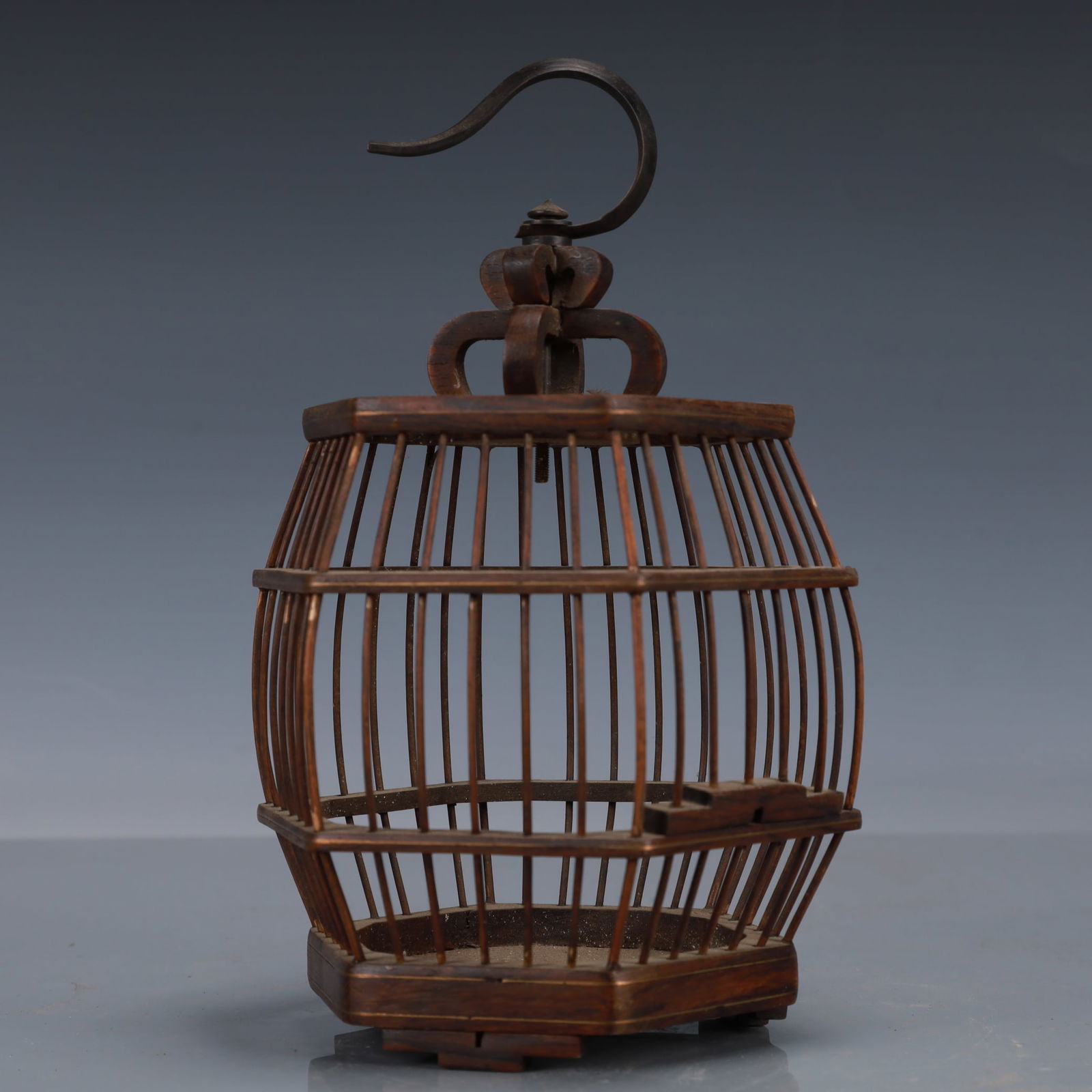 An Exquisite Zitanwood Birdcage: An Exquisite Zitanwood Birdcage,Qing Dynasty, China,Size:5.1inx4.3inx7.9in,Weight:100g 紫檀木鸟笼,中国清代