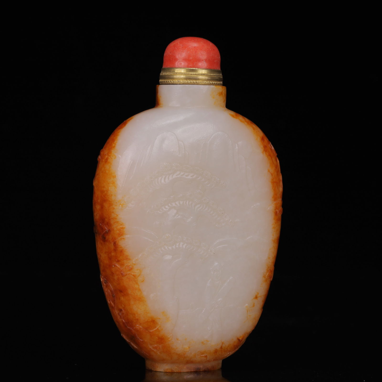 An Exquisite White Jade Figure Pattern Snuff Bottle - 5