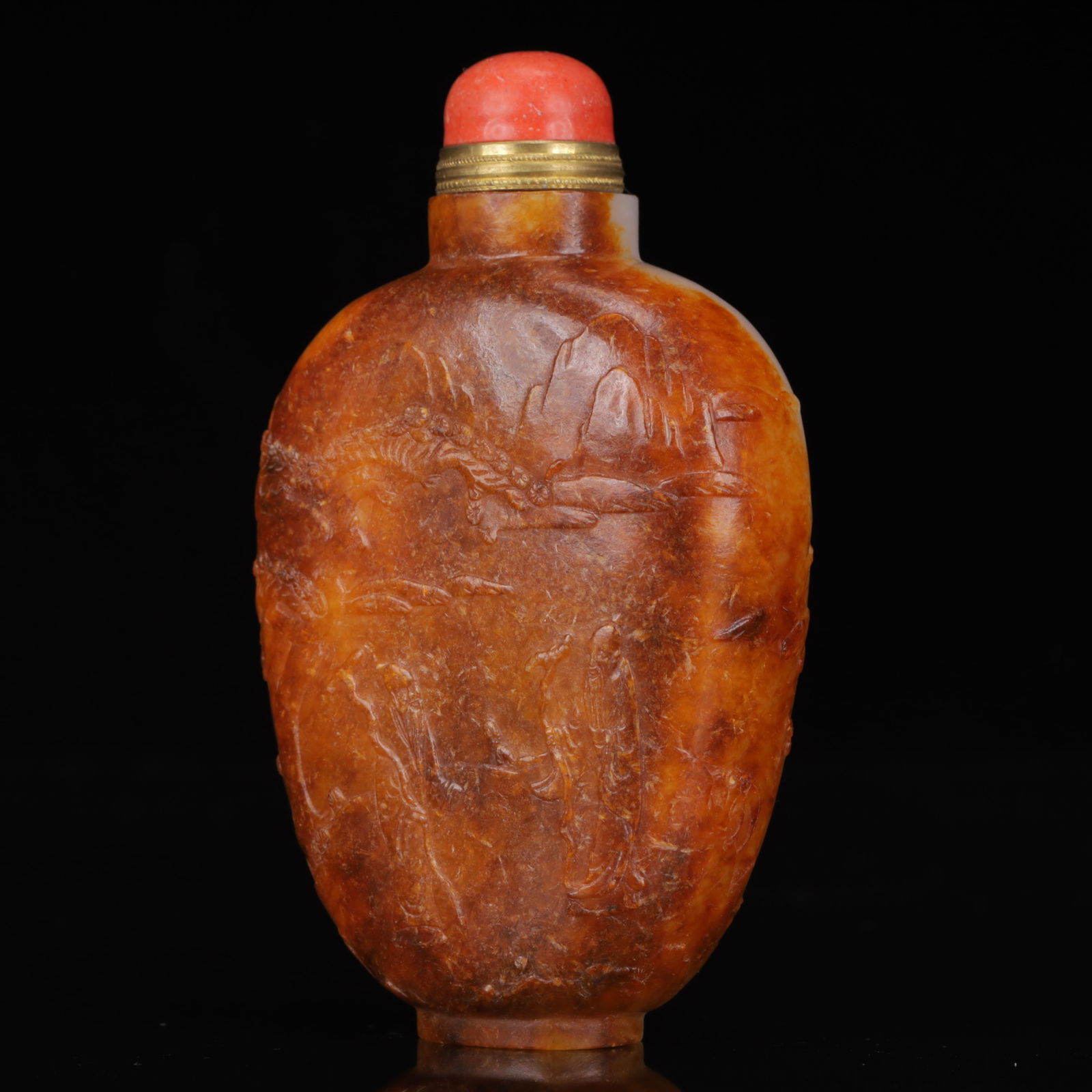 An Exquisite White Jade Figure Pattern Snuff Bottle - 6