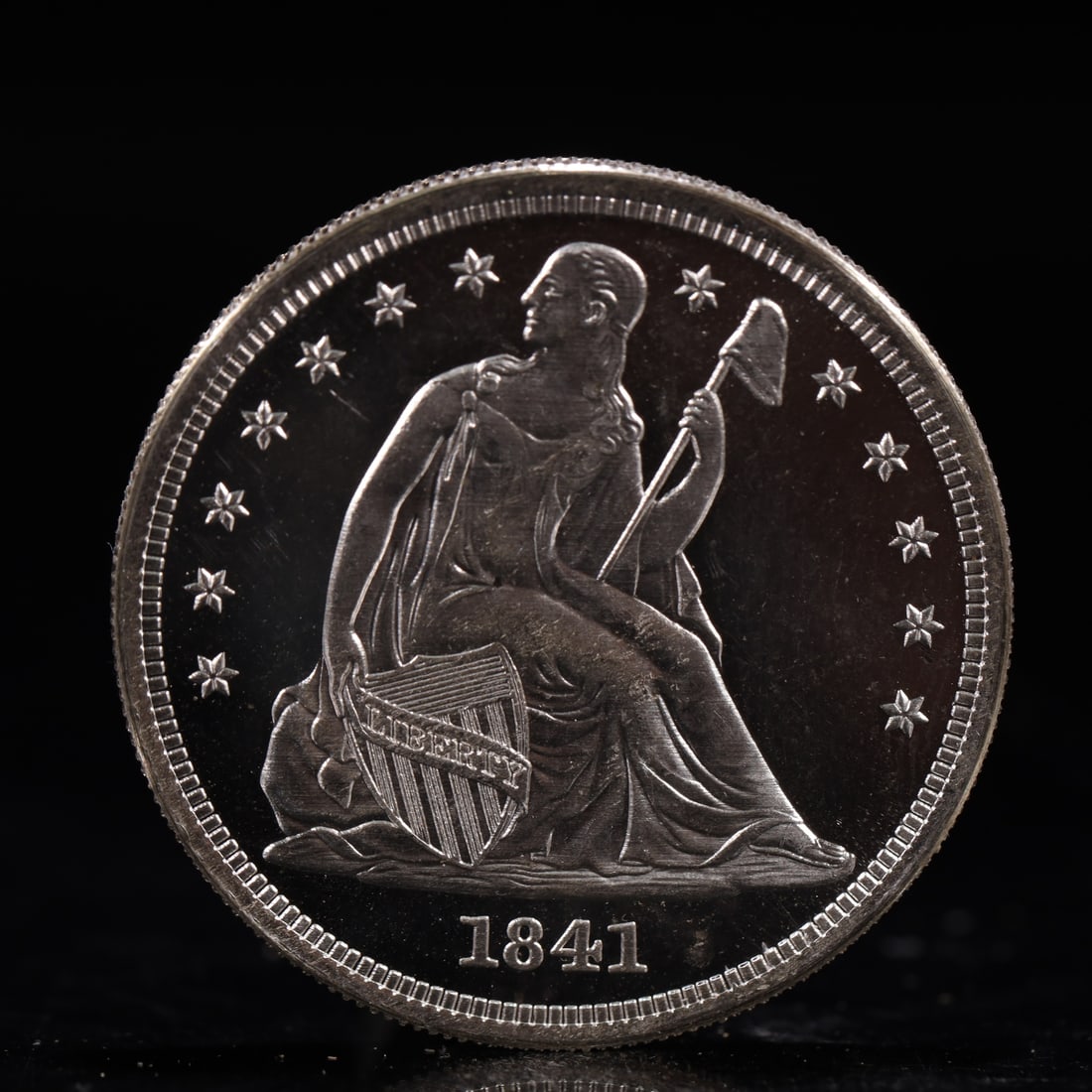 USA One Dollar 1841 Coin: American coin. IN GOD WE TRUST / LIBERTY / 1841 / UNITED STATES OF AMERICA / ONE DOL. Weight:26.9g.