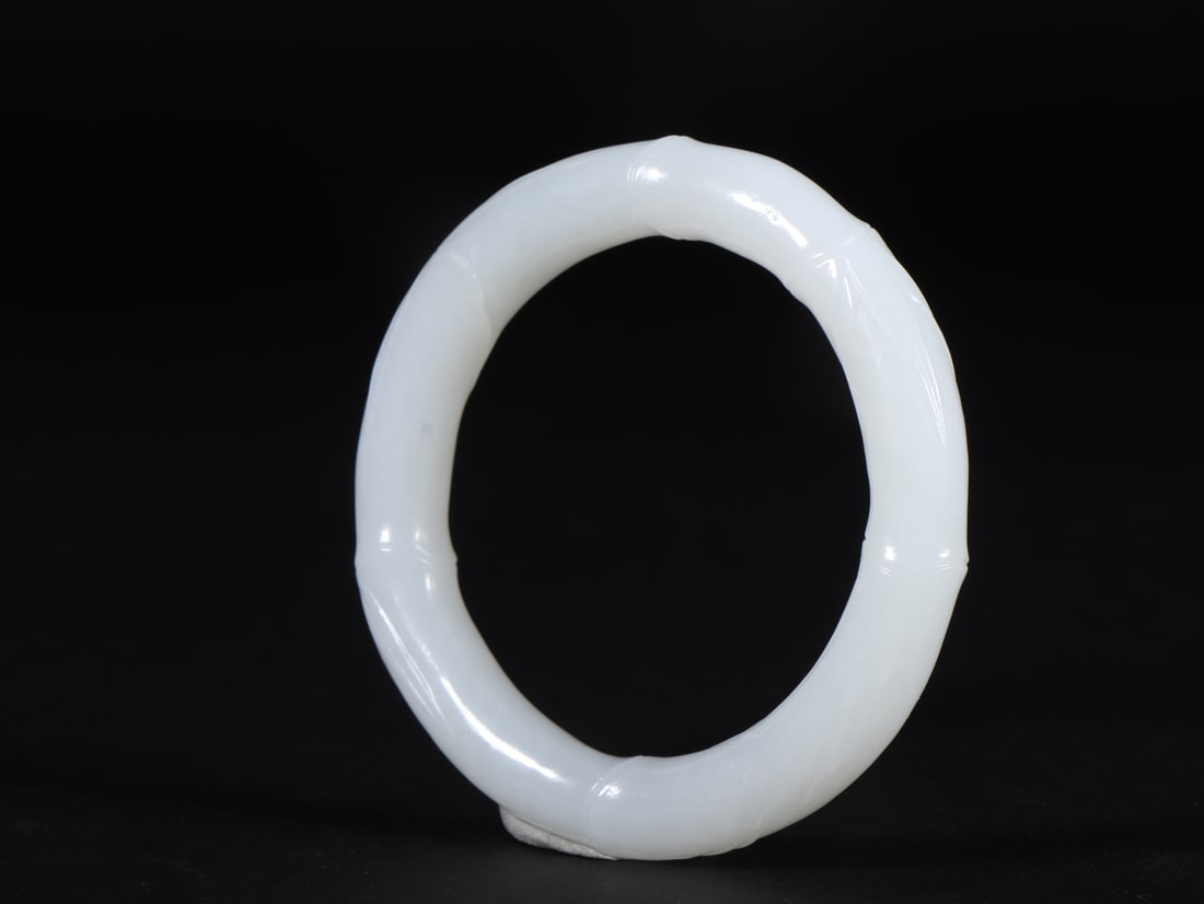 An Exquisite White Jade Bamboo Pattern Bracelet - 8