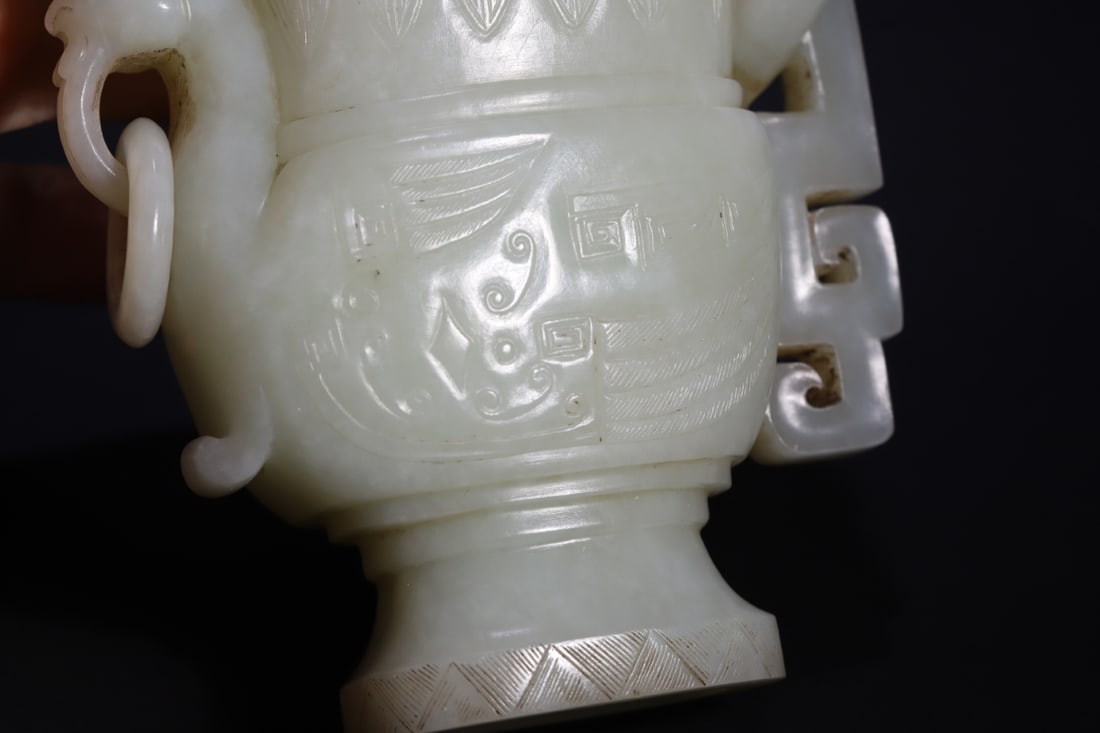 A Fine White Jade Phoenix Pattern Cup - 7