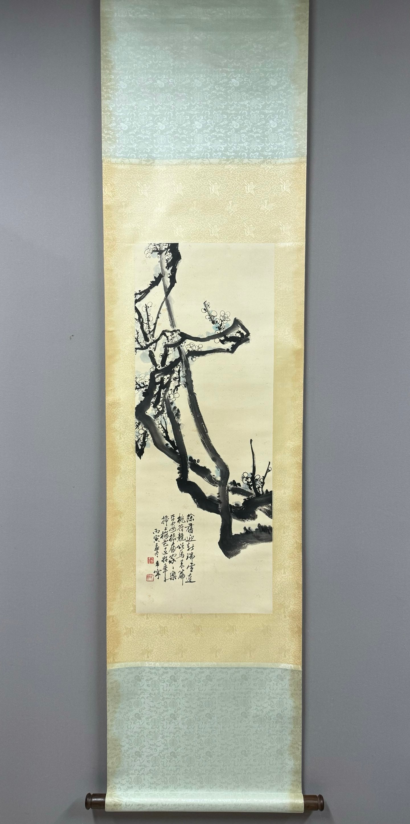 A Chinese Vertical Scroll Ink Painting of Flower on Paper (1 of 6)