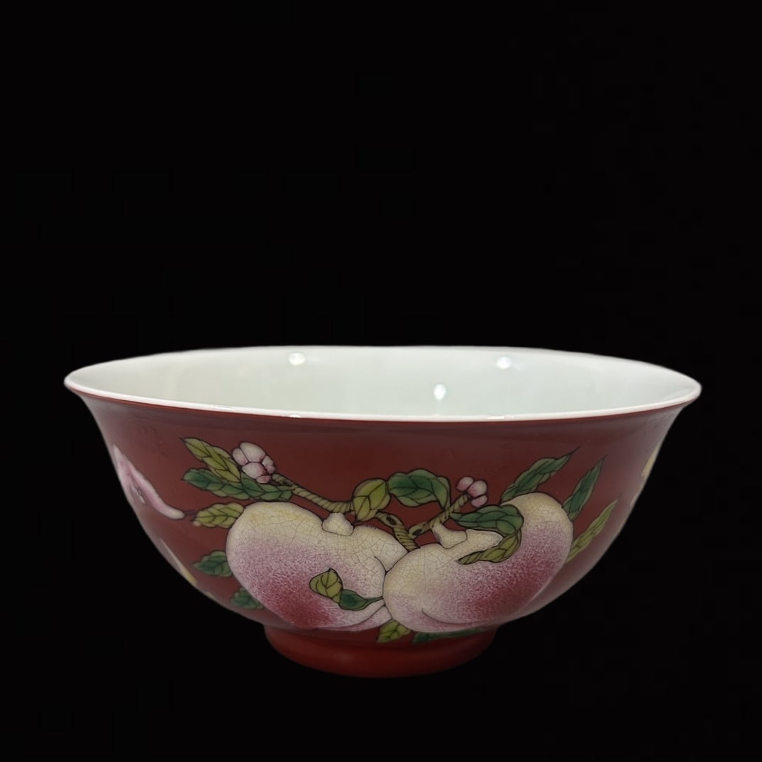 An Exquisite Enamel Bats and Peach Pattern Bowl: An Exquisite Enamel Bats and Peach Pattern Bowl,Qing Dynasty,China,Kangxi Four-character Mark,Size:5.8inx2.8in
